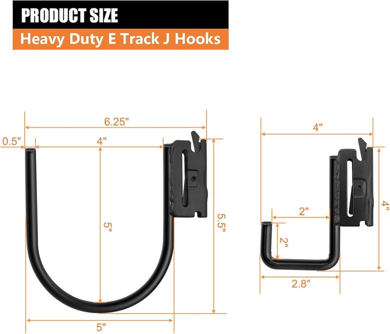 SALUINOKI 12 Pack E-Track J Hooks Heavy Duty Black, E-Track Hangers, E Track Accessories for Enclosed Trailer, Semi Truck Trailer, Cargo Van - Image 2